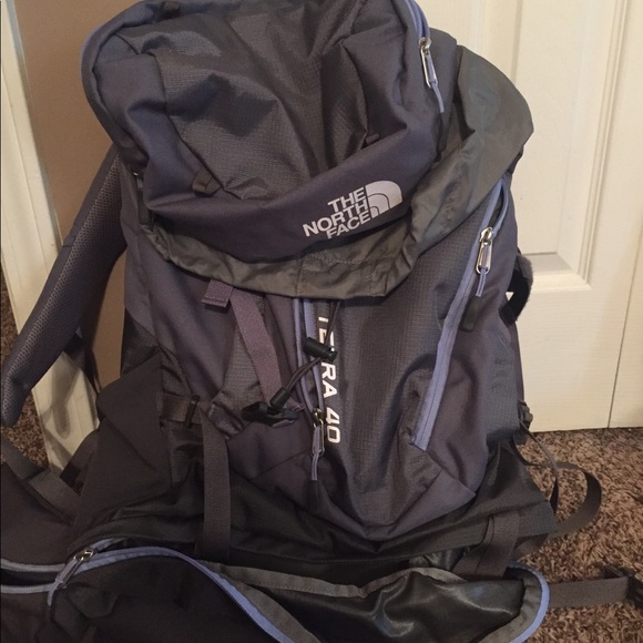 light gray north face backpack